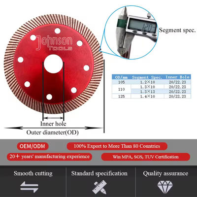 105/110/125 mm Thiết bị cắt đá granit gạch Đĩa cắt đá cẩm thạch đĩa nén nóng Sintered Turbo Wave Diamond Saw Blades