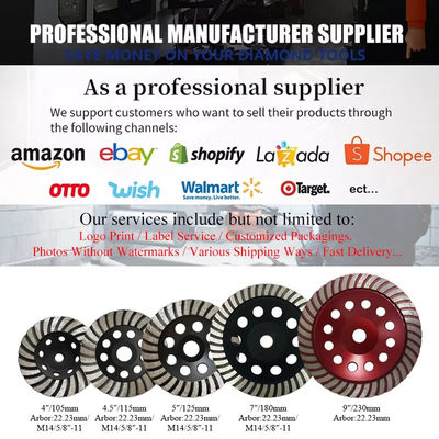 Ra đường kính 125mm Turbo Cup kim cương mài bánh xe Grit # 60/80 cho đá hoặc bê tông