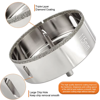 Máy cắt gạch rỗng 80mm Mũi khoan lõi kim cương cho thủy tinh
